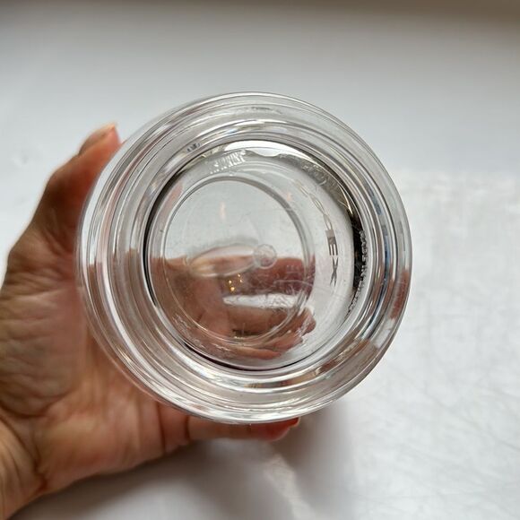 Clear thick Lucite plastic FedEx lidded candy dish with white snowflake design - Picture 5 of 6